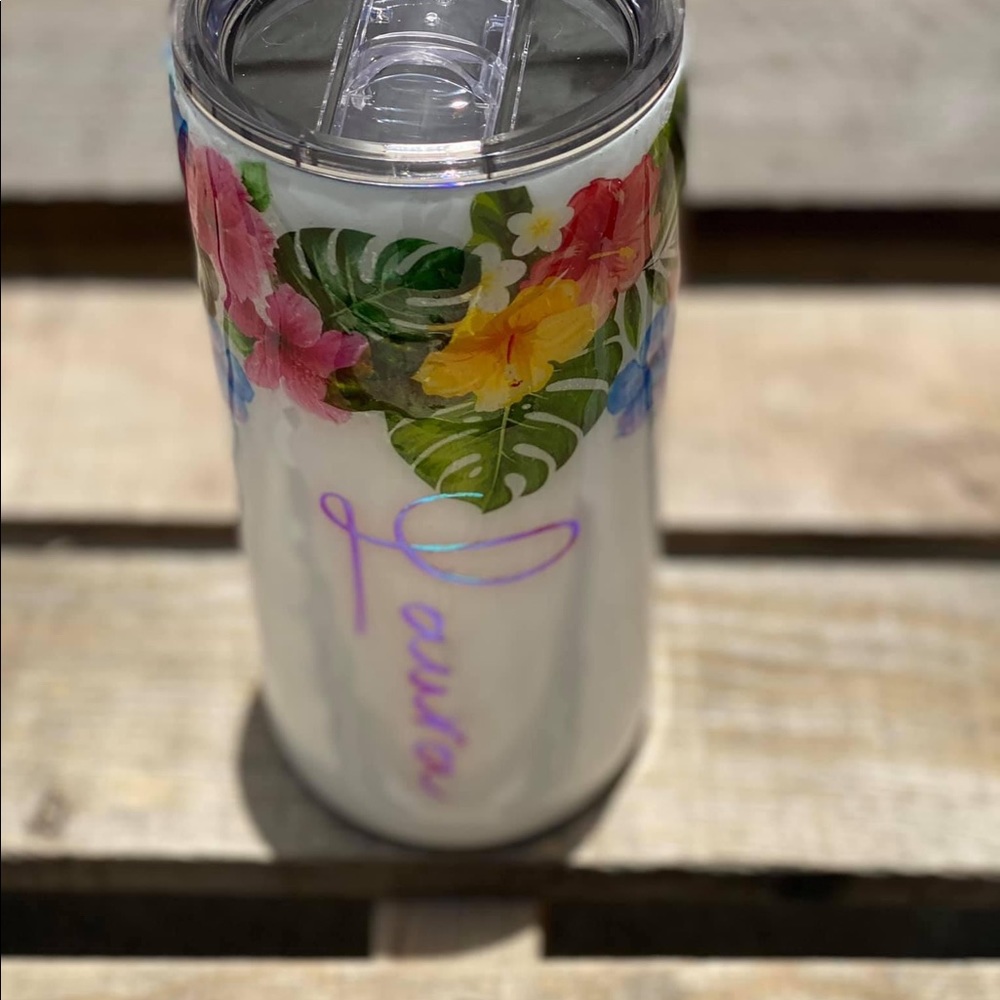 20oz Stainless Steel Tropical Leaves  Custom Glitter  Tumbler - Picture 3 of 11